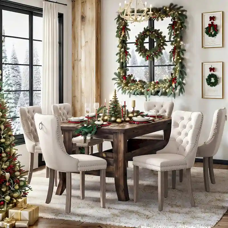 Sedie da pranzo Set di 6, sedie da cucina di lusso rivestite in velluto Sedia laterale con schienale e seduta imbottiti e gambe in legno massello - N/A