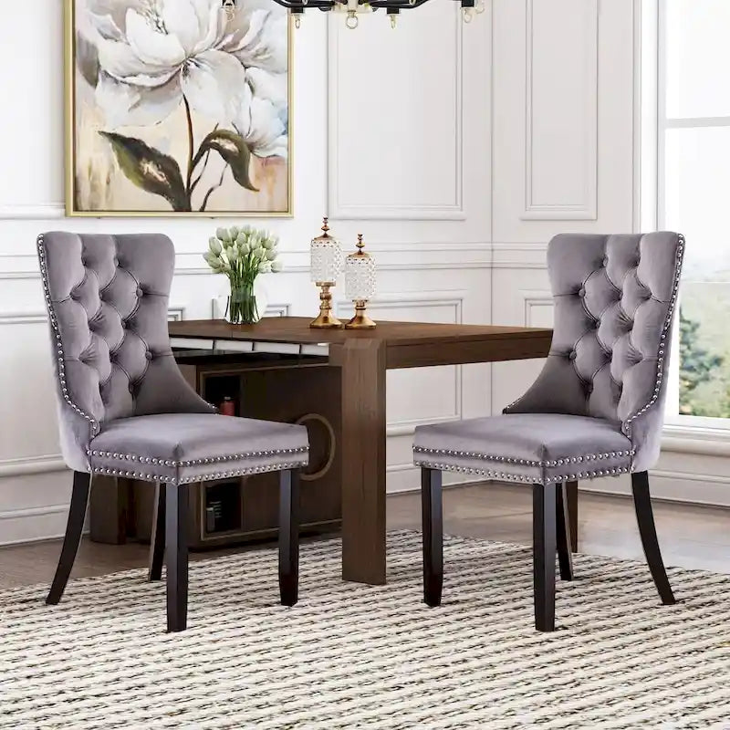 Sedie da pranzo Set di 6, sedie da cucina di lusso rivestite in velluto Sedia laterale con schienale e seduta imbottiti e gambe in legno massello - N/A