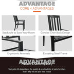 MAISON ARTS Patio Dining Set 7 Piece Metal Rectangle Patio Table with Umbrella Hole and 6 Metal Dining Chairs