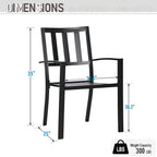MAISON ARTS Patio Dining Set 7 Piece Metal Rectangle Patio Table with Umbrella Hole and 6 Metal Dining Chairs
