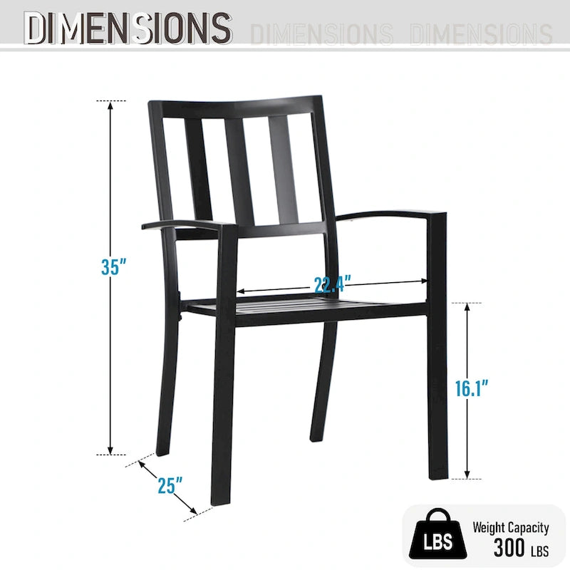 MAISON ARTS Patio Dining Set 7 Piece Metal Rectangle Patio Table with Umbrella Hole and 6 Metal Dining Chairs