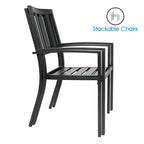 MAISON ARTS Patio Dining Set 7 Piece Metal Rectangle Patio Table with Umbrella Hole and 6 Metal Dining Chairs