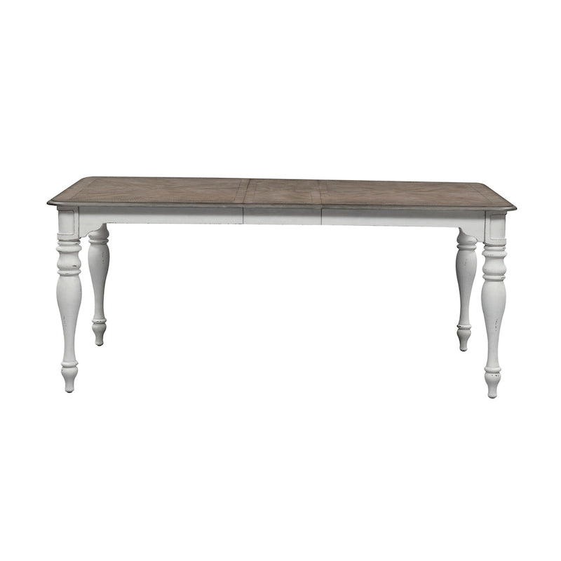 Magnolia Manor Antique White Weathered Bark Opt 7 Piece Leg Table Set