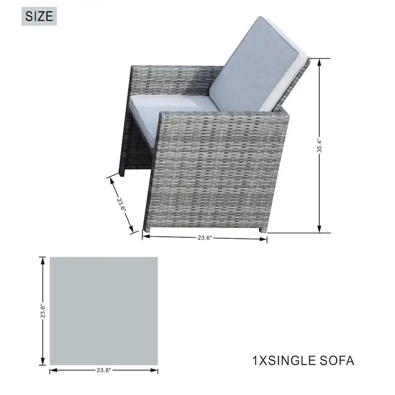9-Piece Patio Wicker Rectangle Firepit Table with Chairs and Ottomans