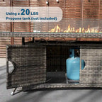 9-Piece Patio Wicker Rectangle Firepit Table with Chairs and Ottomans