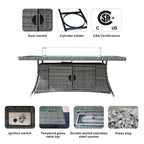 9-Piece Patio Wicker Rectangle Firepit Table with Chairs and Ottomans