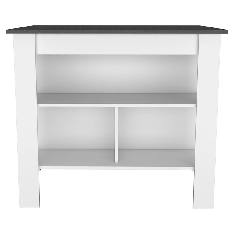 TUHOME Cala 3-Shelf Wooden Casual Kitchen Island