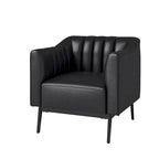 Alfons Industrial Leather Chair with Channel Tufting and Metal Leg by HULALA HOME