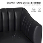 Alfons Industrial Leather Chair with Channel Tufting and Metal Leg by HULALA HOME
