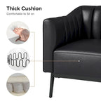 Alfons Industrial Leather Chair with Channel Tufting and Metal Leg by HULALA HOME