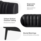 Alfons Industrial Leather Chair with Channel Tufting and Metal Leg by HULALA HOME