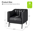 Alfons Industrial Leather Chair with Channel Tufting and Metal Leg by HULALA HOME