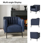 Alfons Industrial Leather Chair with Channel Tufting and Metal Leg by HULALA HOME