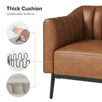 Alfons Industrial Leather Chair with Channel Tufting and Metal Leg by HULALA HOME