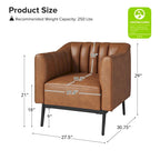 Alfons Industrial Leather Chair with Channel Tufting and Metal Leg by HULALA HOME