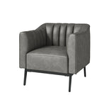 Alfons Industrial Leather Chair with Channel Tufting and Metal Leg by HULALA HOME