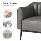 Alfons Industrial Leather Chair with Channel Tufting and Metal Leg by HULALA HOME