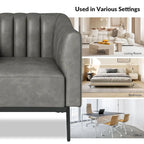 Alfons Industrial Leather Chair with Channel Tufting and Metal Leg by HULALA HOME