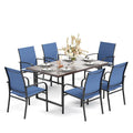 MAISON ARTS 7-Piece Outdoor Dining Set with 6 Textilene Chairs and U-Shaped Leg Table