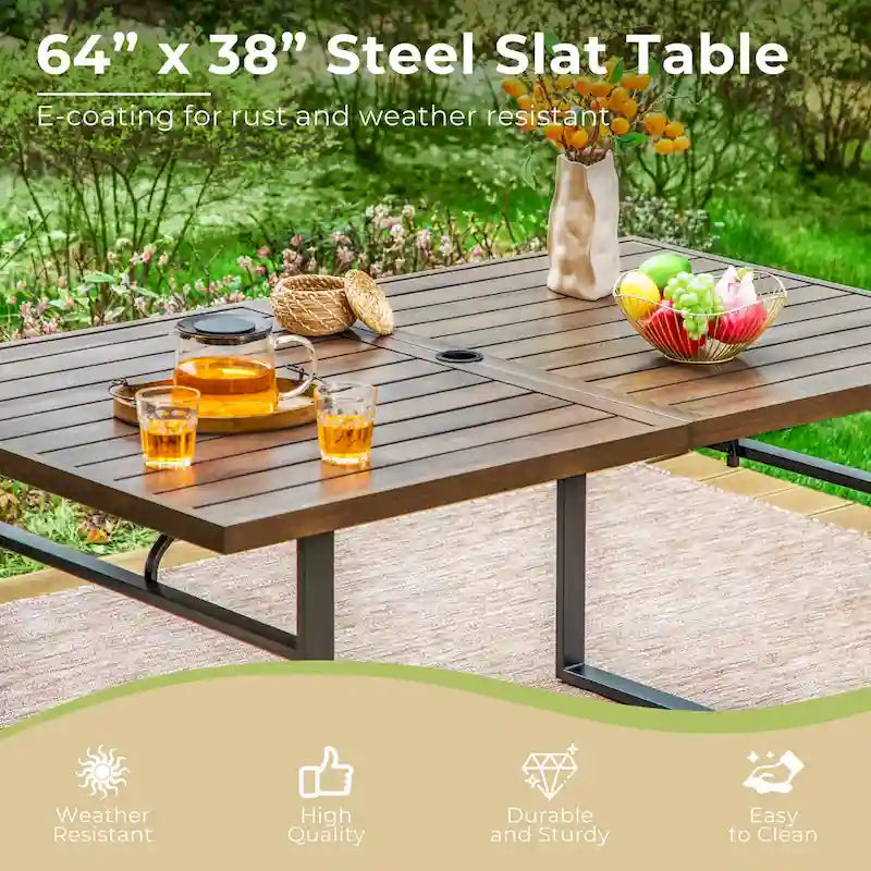 MAISON ARTS 7-Piece Outdoor Dining Set with 6 Textilene Chairs and U-Shaped Leg Table