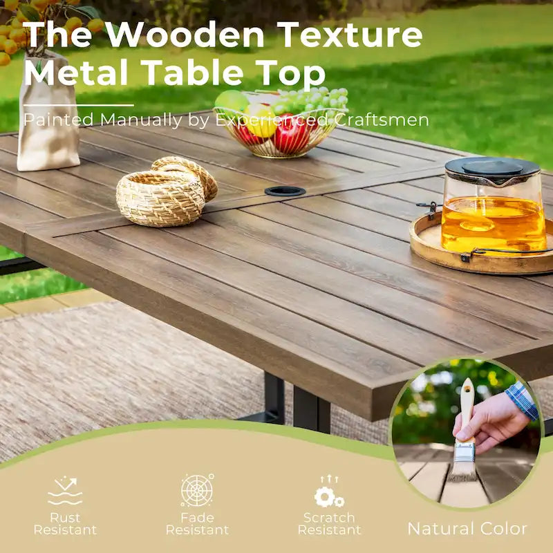 MAISON ARTS 7-Piece Outdoor Dining Set with 6 Textilene Chairs and U-Shaped Leg Table