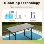 MAISON ARTS 7-Piece Outdoor Dining Set with 6 Textilene Chairs and U-Shaped Leg Table