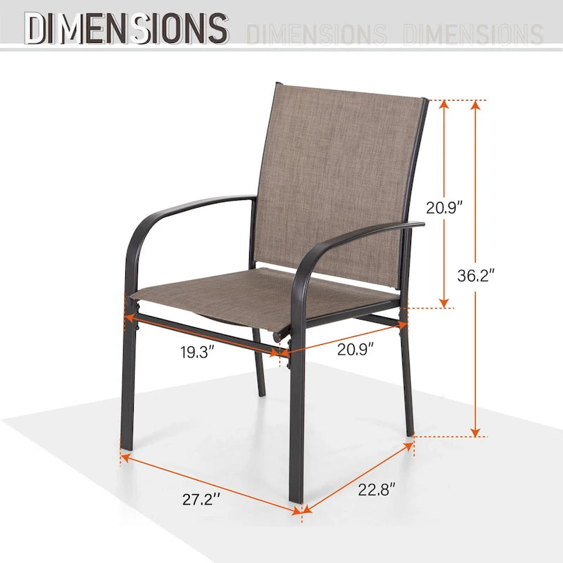 MAISON ARTS 7-Piece Outdoor Dining Set with 6 Textilene Chairs and U-Shaped Leg Table