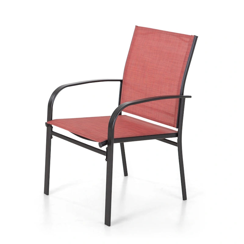 MAISON ARTS 7-Piece Outdoor Dining Set with 6 Textilene Chairs and U-Shaped Leg Table