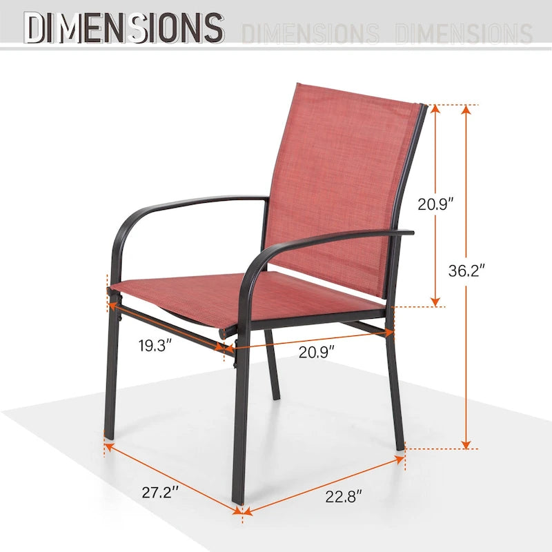 MAISON ARTS 7-Piece Outdoor Dining Set with 6 Textilene Chairs and U-Shaped Leg Table