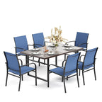 MAISON ARTS 7-Piece Outdoor Dining Set with 6 Textilene Chairs and U-Shaped Leg Table