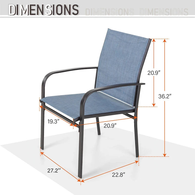 MAISON ARTS 7-Piece Outdoor Dining Set with 6 Textilene Chairs and U-Shaped Leg Table