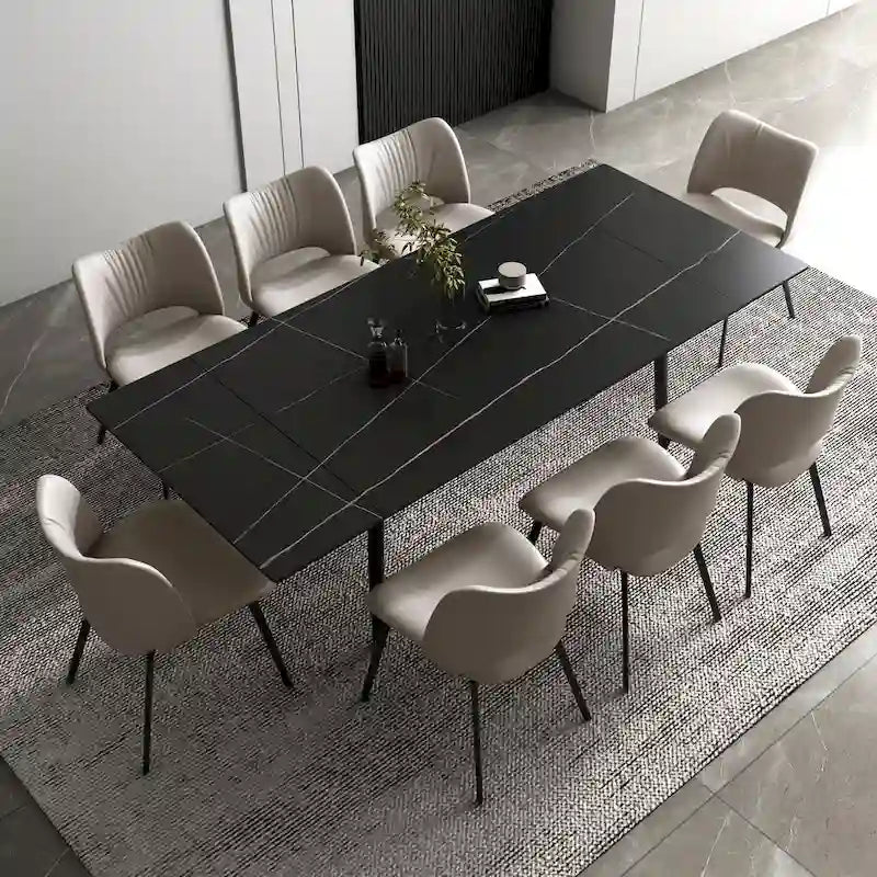 Set da pranzo allungabile da 7 pezzi da 160 cm a 240 cm con piano in pietra sinterizzata e 6 sedie