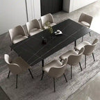Set da pranzo allungabile da 7 pezzi da 160 cm a 240 cm con piano in pietra sinterizzata e 6 sedie
