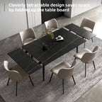 Set da pranzo allungabile da 7 pezzi da 160 cm a 240 cm con piano in pietra sinterizzata e 6 sedie