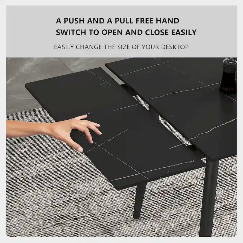 Set da pranzo allungabile da 7 pezzi da 160 cm a 240 cm con piano in pietra sinterizzata e 6 sedie