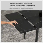 Set da pranzo allungabile da 7 pezzi da 160 cm a 240 cm con piano in pietra sinterizzata e 6 sedie