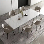 Set da pranzo allungabile da 7 pezzi da 160 cm a 240 cm con piano in pietra sinterizzata e 6 sedie