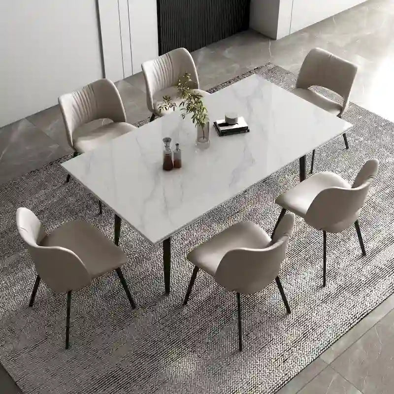 Set da pranzo allungabile da 7 pezzi da 160 cm a 240 cm con piano in pietra sinterizzata e 6 sedie