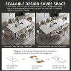 Set da pranzo allungabile da 7 pezzi da 160 cm a 240 cm con piano in pietra sinterizzata e 6 sedie