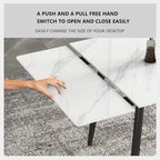 Set da pranzo allungabile da 7 pezzi da 160 cm a 240 cm con piano in pietra sinterizzata e 6 sedie