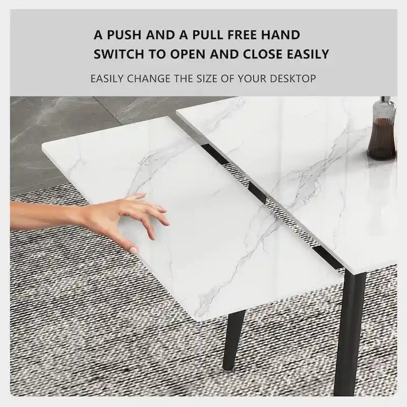 Set da pranzo allungabile da 7 pezzi da 160 cm a 240 cm con piano in pietra sinterizzata e 6 sedie