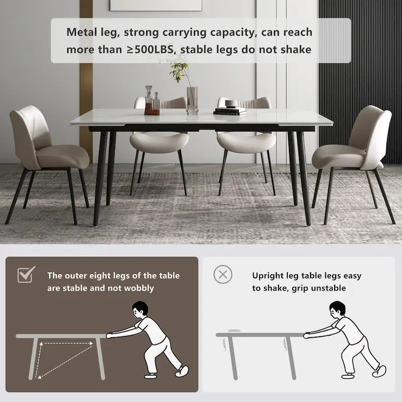 Set da pranzo allungabile da 7 pezzi da 160 cm a 240 cm con piano in pietra sinterizzata e 6 sedie