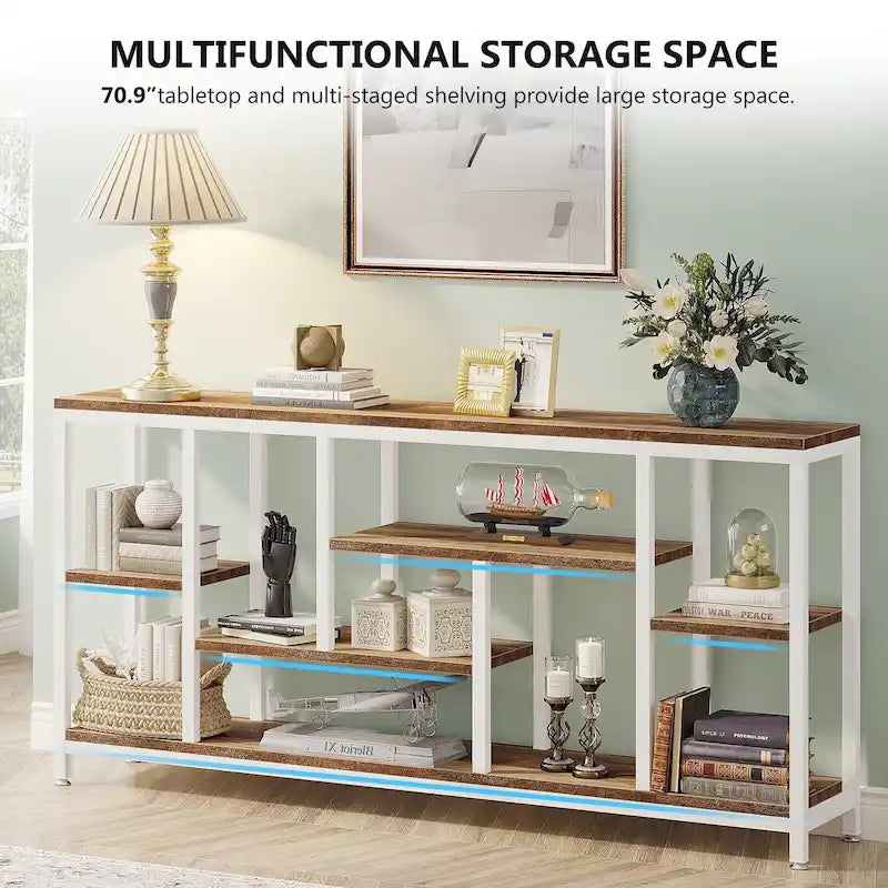 70.9 inch Console Sofa Table with Storage, 3-Tier Entryway Table for Hallway