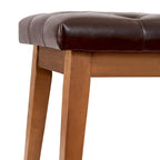 Button-Tufted Bench for End of Bed, Entryway Bench Beige/ Black/ Brown Solid Wood, Leather, Fabric 44-inch