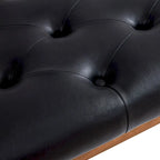 Button-Tufted Bench for End of Bed, Entryway Bench Beige/ Black/ Brown Solid Wood, Leather, Fabric 44-inch