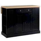HOMCOM Fluted-Style Wooden Kitchen Island, Countertop with Drop Leaf, Drawer, Open Shelves, Storage