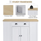HOMCOM Fluted-Style Wooden Kitchen Island, Countertop with Drop Leaf, Drawer, Open Shelves, Storage