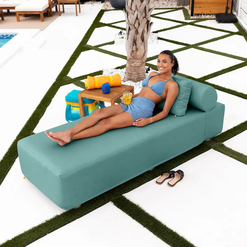 JaxxAlvyOutdoor Lettino Prendisole - Lussuoso Lettino con Piedini in Legno Sunbrella