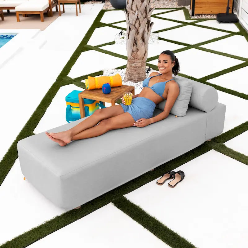 JaxxAlvyOutdoor Lettino Prendisole - Lussuoso Lettino con Piedini in Legno Sunbrella