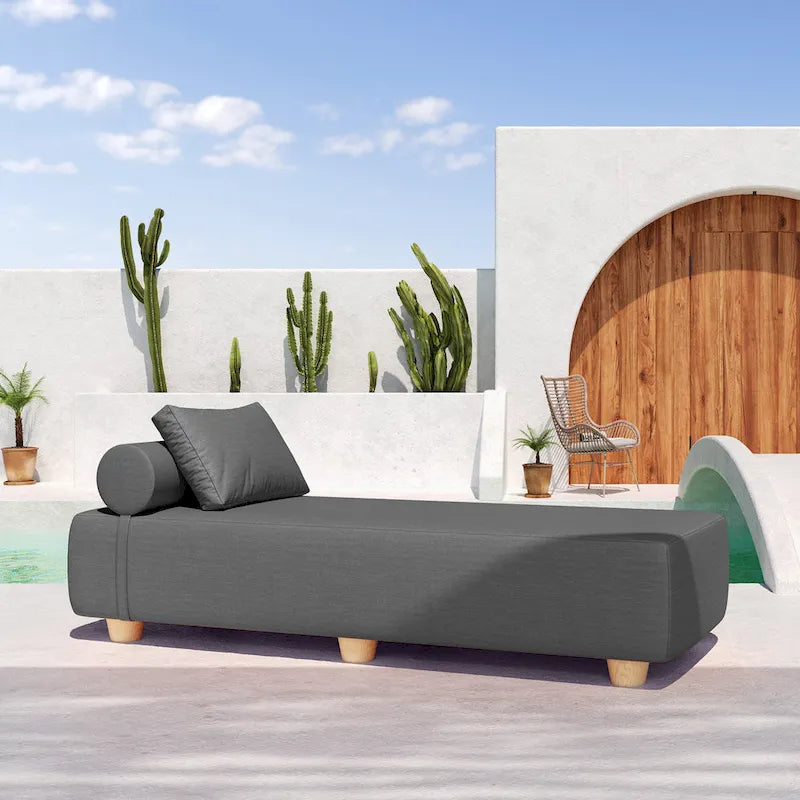 JaxxAlvyOutdoor Sun Lounger - Luxurious Sunbed with Wood Feet Sunbrella